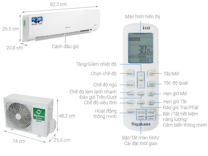 Máy lạnh Nagakawa Inverter 1 HP NIS-C09R2H10