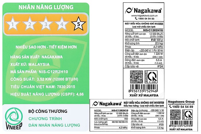 Máy lạnh Nagakawa Inverter 1.5 HP NIS-C12R2H10 Màu Trắng