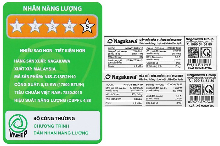 Máy lạnh Nagakawa Inverter 2 HP NIS-C18R2H10 Màu Trắng