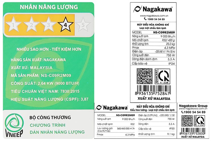 Máy lạnh Nagakawa 1HP NS-C09R2M09 Màu Trắng