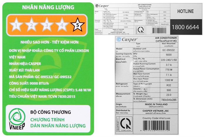 Điều hòa Casper Inverter 9000 BTU GC-09IS32 Màu Trắng