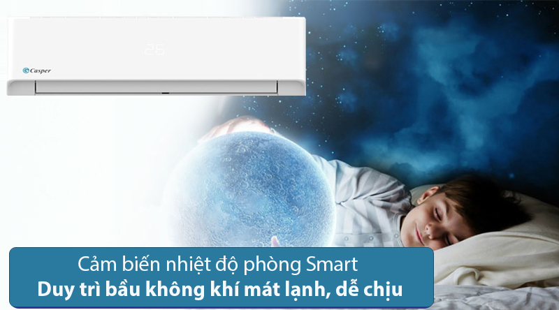 Máy lạnh Casper Inverter 1 HP HC-09IA32-Duy trì bầu không khí mát lạnh, dễ chịu nhờ chế độ cảm biến nhiệt độ phòng Smart