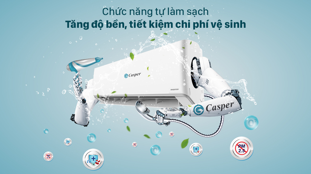 Điều hòa Casper Inverter 9000 BTU sở hữu chức năng tự vệ sinh, tiết kiệm chi phí hiệu quả