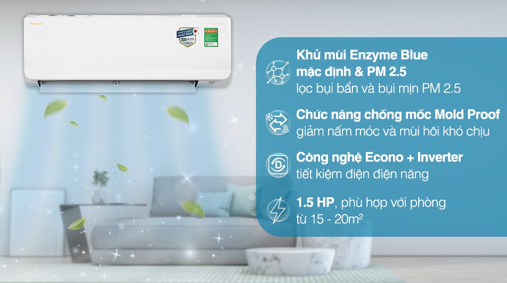 Máy lạnh Daikin Inverter 1.5 HP FTKA35VMVMV