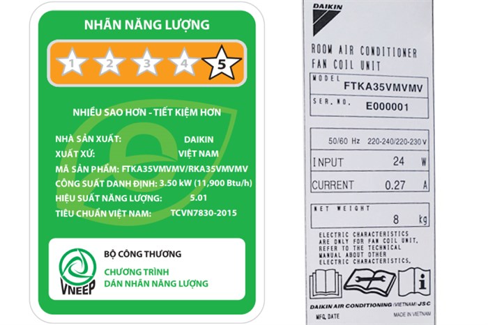 Máy lạnh Daikin Inverter 1.5 HP FTKA35VMVMV Màu Trắng