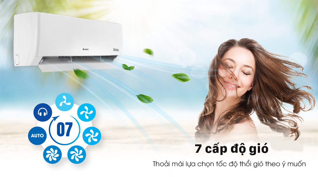 Điều hòa 2 chiều Gree Inverter 1 HP GWH09PA-K6D1P4 có 7 chế độ gió tiện lợi