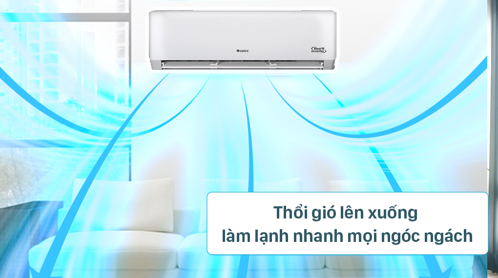 Điều hòa 2 chiều Gree Inverter 1 HP GWH09PA-K6D1P4 - Thổi gió lên xuống linh hoạt