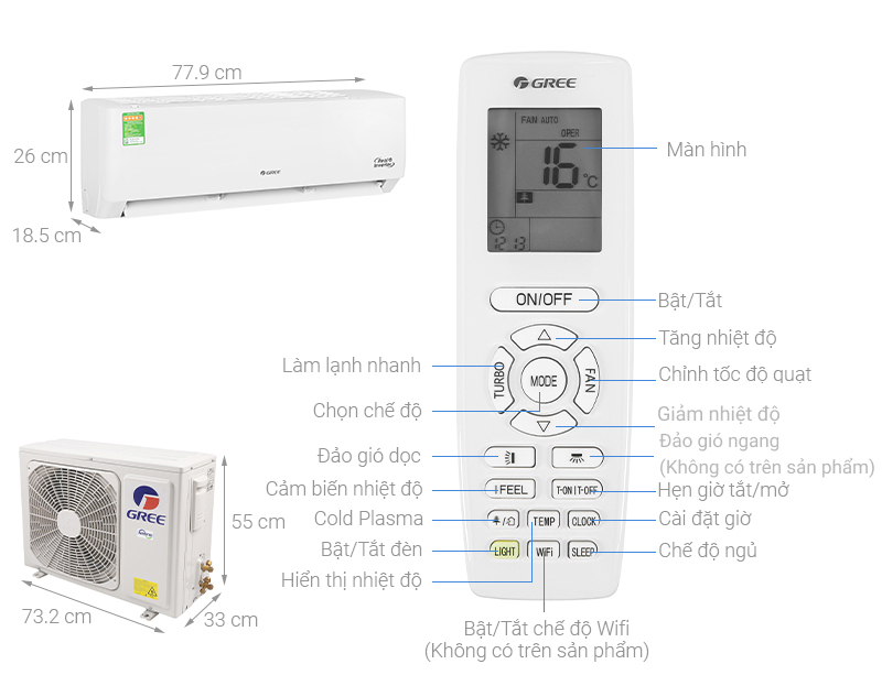 Điều hòa 2 chiều Gree Inverter 11942 BTU GWH12PB-K6D1P4