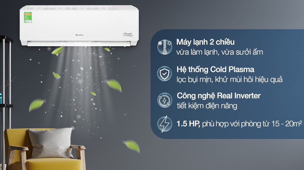 Điều hòa 2 chiều Gree Inverter 11942 BTU GWH12PB-K6D1P4