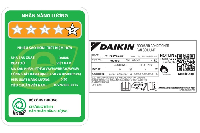 Điều hòa 2 chiều Daikin Inverter 8500 BTU FTHF25VAVMV Màu Trắng