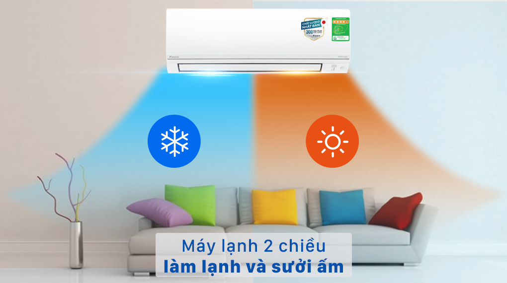 Điều hòa 2 chiều Daikin Inverter 11900 BTU FTHF35VAVMV - Làm lạnh hoặc sưởi ấm nhờ thuộc kiểu điều hòa 2 chiều