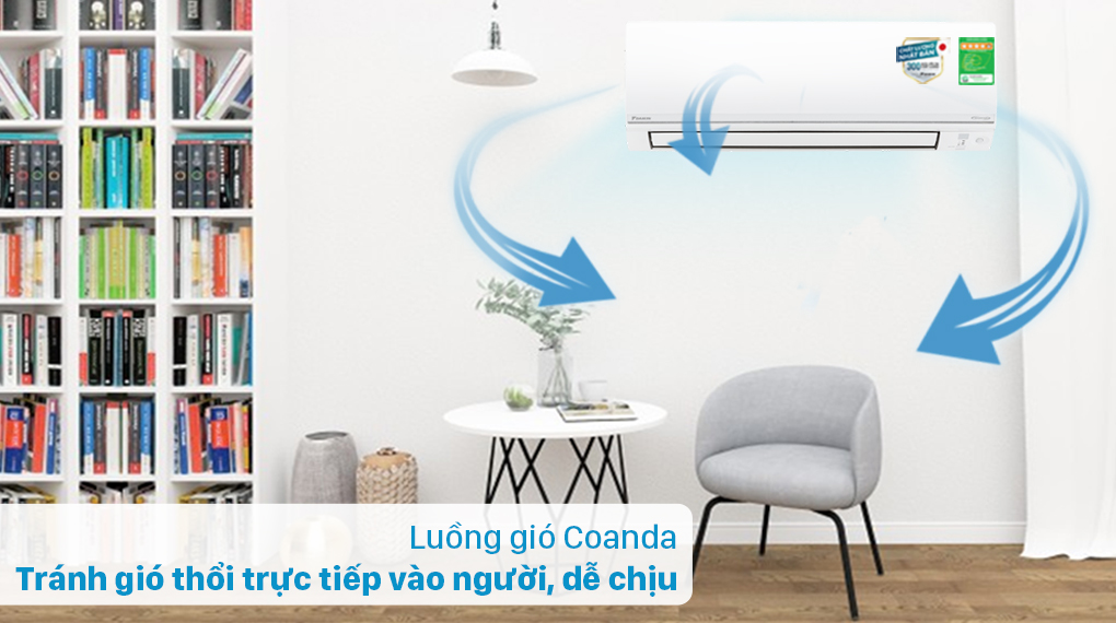 Máy lạnh 2 chiều Daikin Inverter 1.5 HP FTHF35VAVMV - Luồng gió Coanda