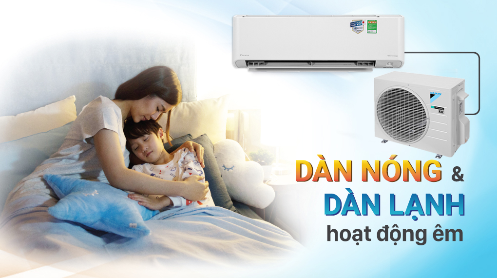 Máy lạnh Daikin Inverter 1 HP FTKZ25VVMV - Dàn nóng và dàn lạnh hoạt động êm cho không gian yên tĩnh