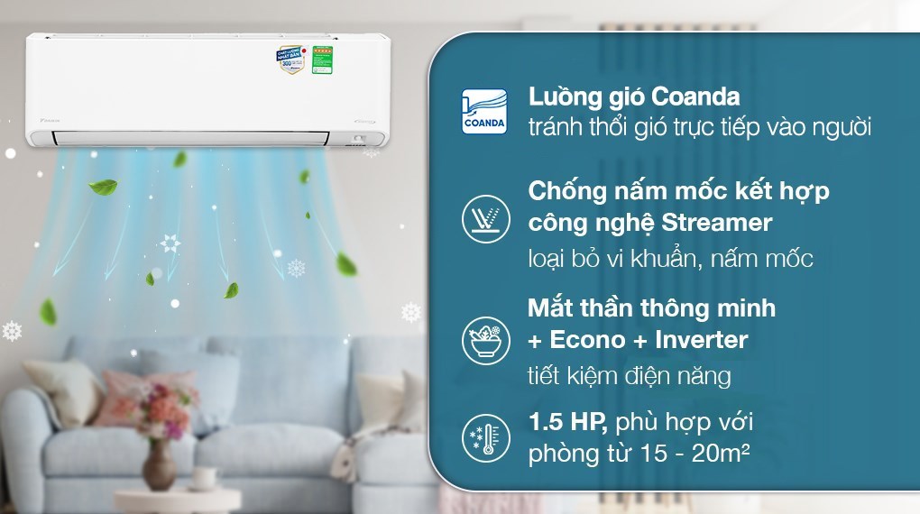 Máy lạnh Daikin Inverter 1.5 HP FTKZ35VVMV