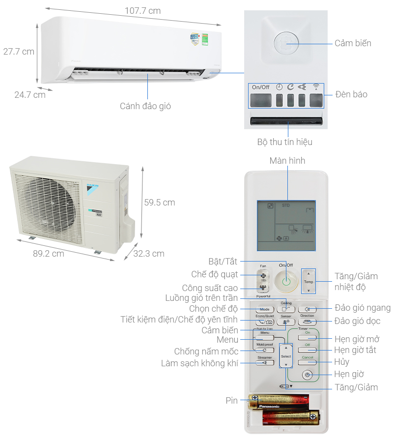 Máy lạnh Daikin Inverter 2 HP FTKZ50VVMV - giá tốt, có trả góp