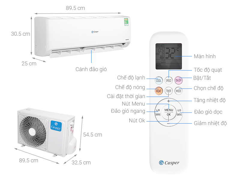 Điều hoà Casper Inverter 2 HP GC-18IS32