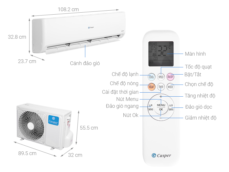 Điều hòa Casper Inverter 2.5 HP GC-24IS32