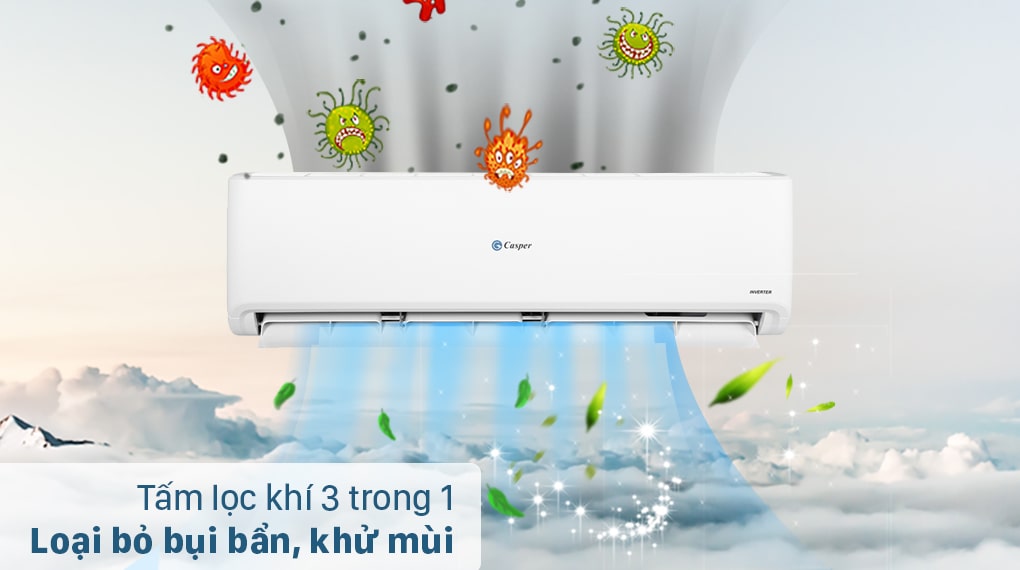 Điều hòa Casper Inverter 21500 BTU GC-24IS32 - Tấm lọc khí 3 trong 1