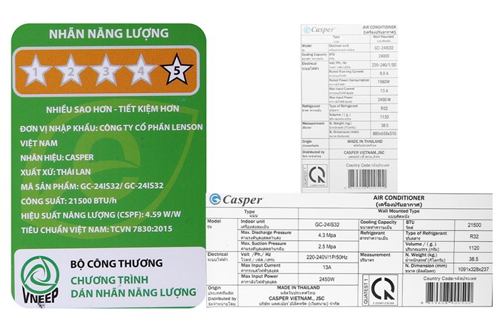 Máy lạnh Casper Inverter 2.5 HP GC-24IS32 Màu Trắng