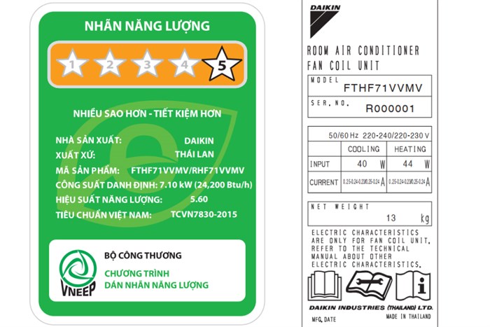 Điều hòa 2 chiều Daikin Inverter 25600 BTU FTHF71VVMV Màu Trắng