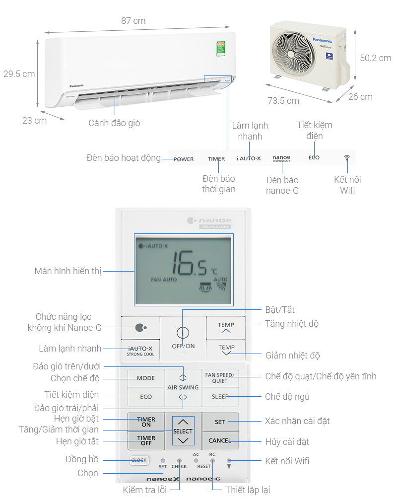 Máy lạnh Panasonic Inverter 1 HP CU/CS-XU9XKH-8