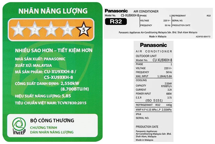 Máy lạnh Panasonic Inverter 1 HP CU/CS-XU9XKH-8 Màu Trắng