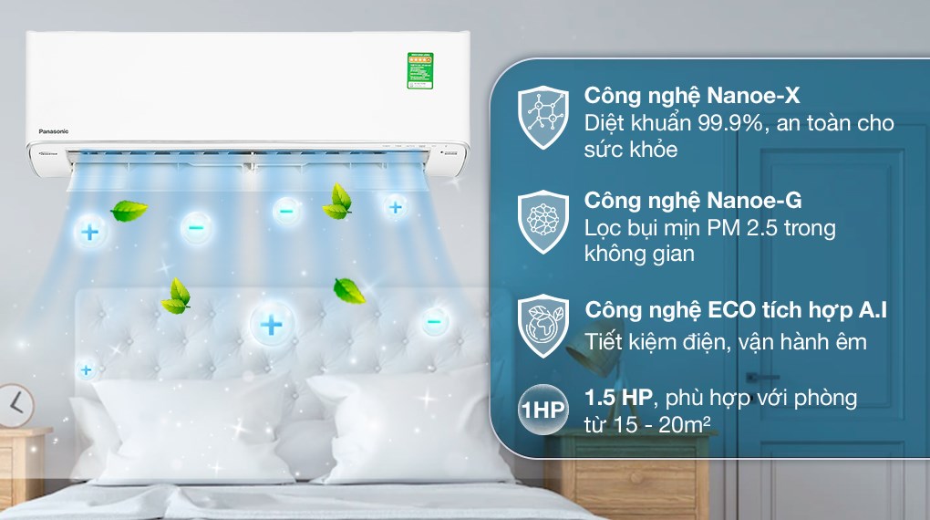 Máy lạnh Panasonic Inverter 1.5 HP CU/CS-XU12XKH-8