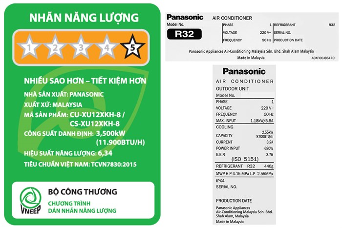 Máy lạnh Panasonic Inverter 1.5 HP CU/CS-XU12XKH-8 Màu Trắng