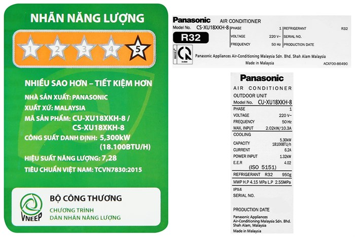 Điều hòa Panasonic Inverter 18000 BTU CU/CS-XU18XKH-8 Màu Trắng