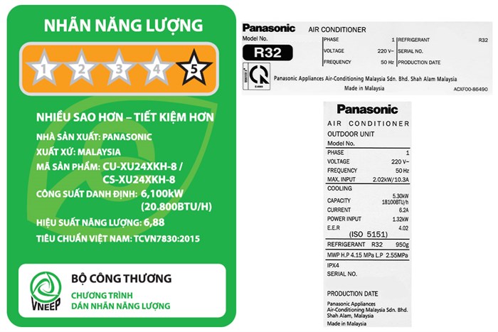 Máy lạnh Panasonic Inverter 2.5 HP CU/CS-XU24XKH-8 Màu Trắng