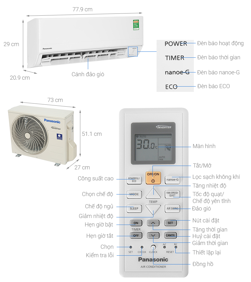 Điều hòa Panasonic Inverter 1 HP CU/CS-PU9XKH-8M