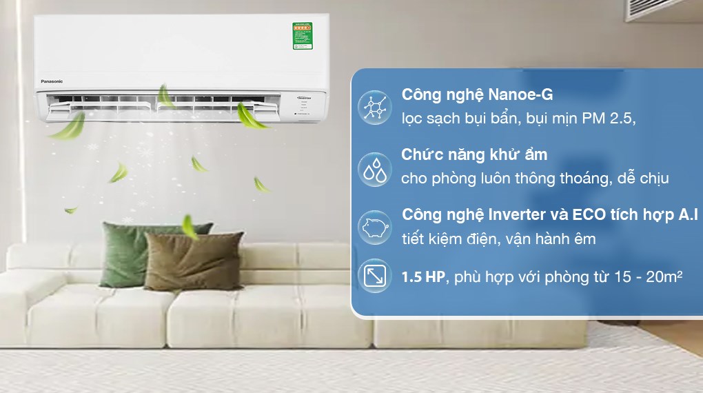 Máy lạnh Panasonic Inverter 1.5 HP CU/CS-PU12XKH-8M