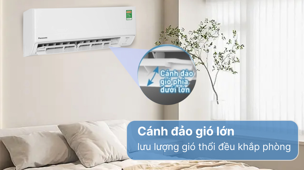 Máy lạnh Panasonic Inverter 1.5 HP CU/CS-PU12XKH-8M - Cánh đảo gió lớn