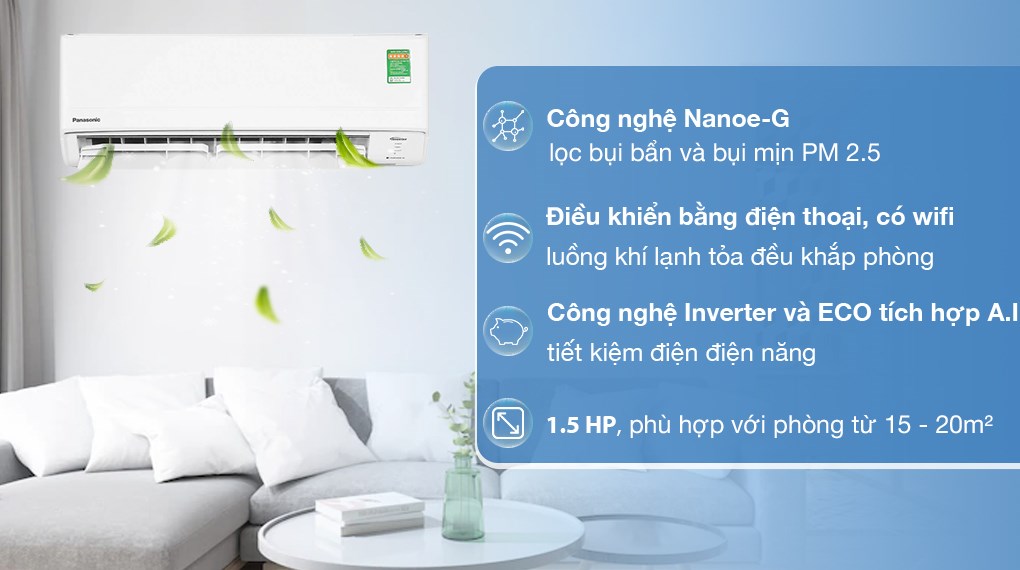 Máy lạnh Panasonic Inverter 1.5 HP CU/CS-WPU12XKH-8