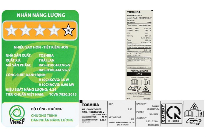 Máy lạnh Toshiba 1 HP Inverter RAS-H10C4KCVG-V Màu Trắng