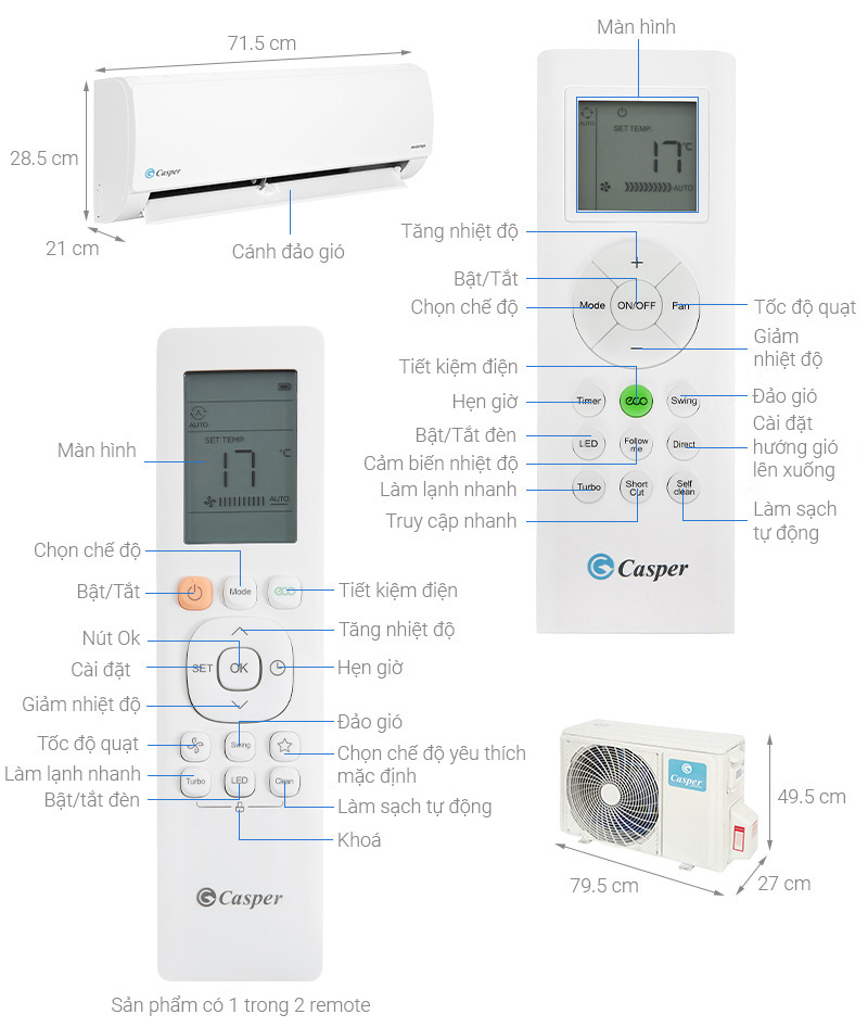 Máy lạnh Casper Inverter 1 HP IC-09TL32