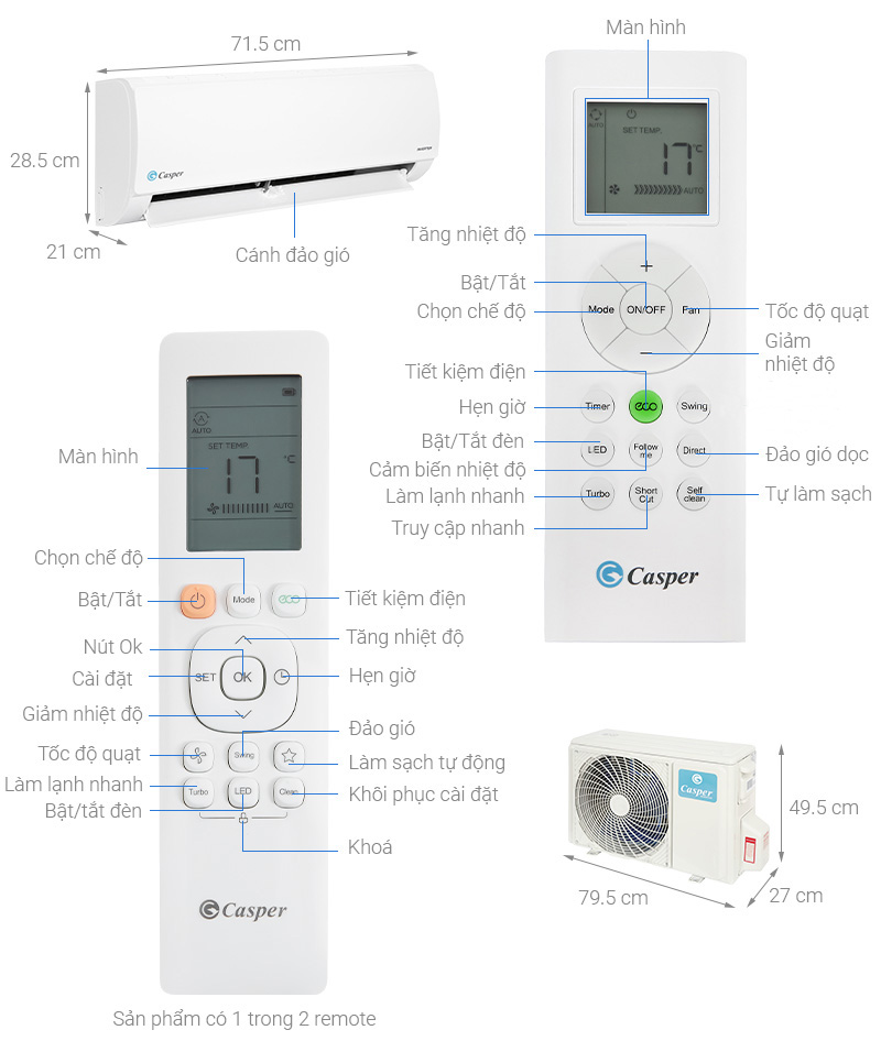 Điều hòa Casper Inverter 9000 BTU IC-09TL32