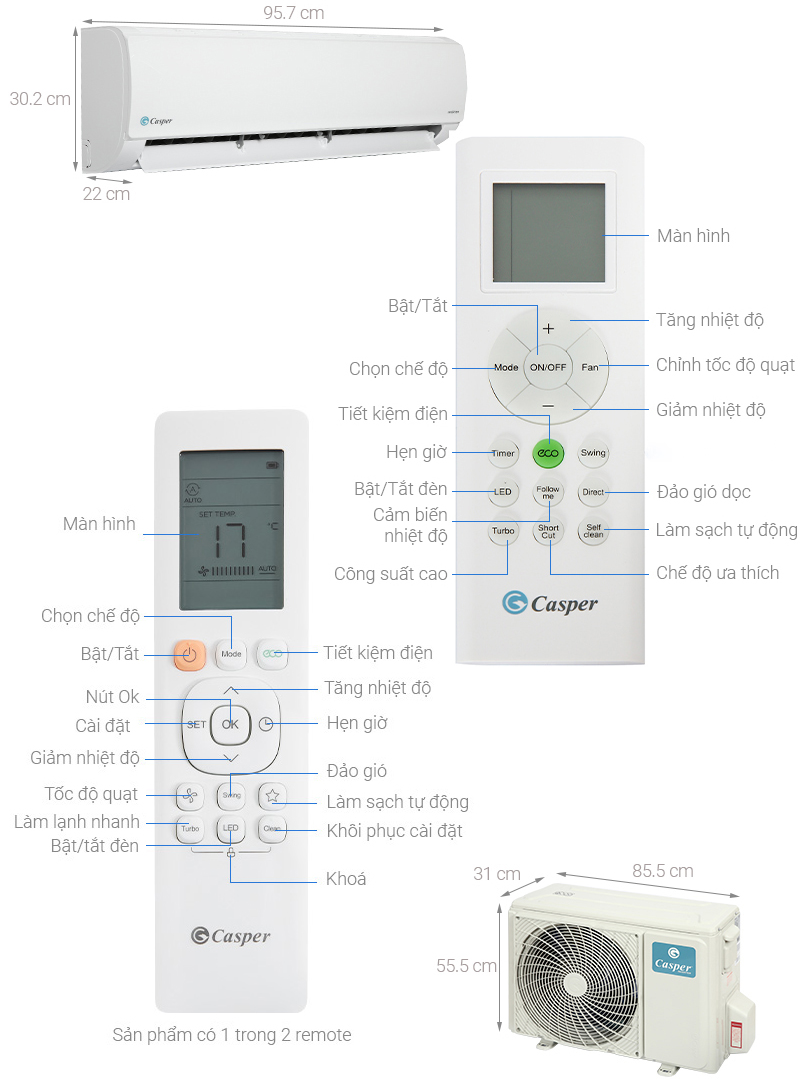 Máy lạnh Casper Inverter 2 HP IC-18TL32