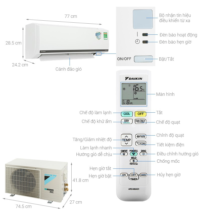 Điều hoà Daikin Inverter 1 HP FTKB25WMVMV