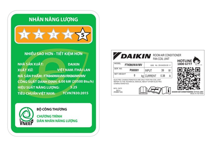 Máy lạnh Daikin Inverter 2.5 HP FTKB60WAVMV Màu Trắng