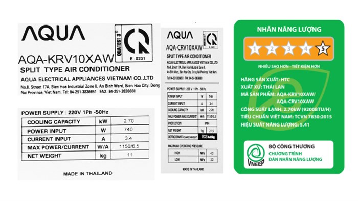 Máy lạnh AQUA Inverter 1 HP AQA-KCRV10XAW Màu Trắng