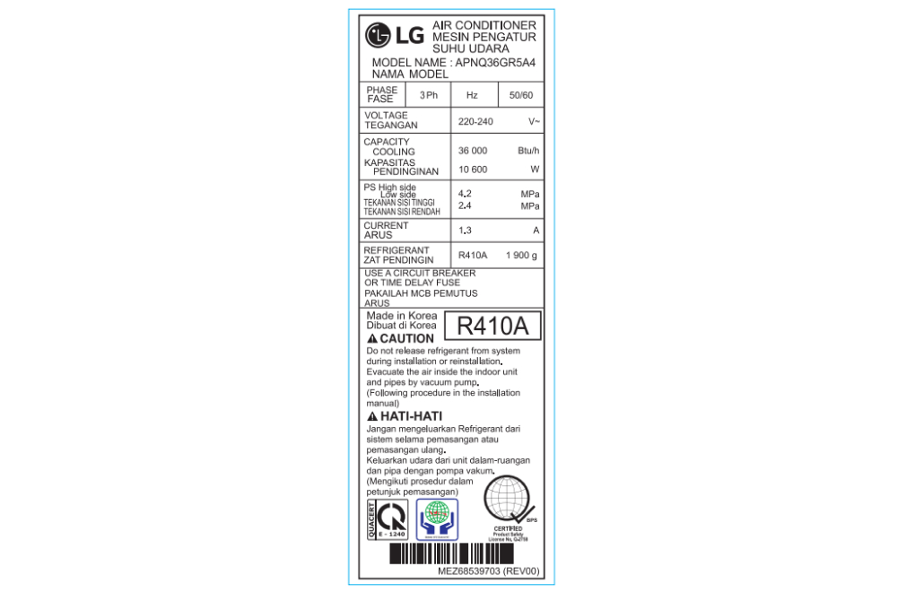 Máy lạnh tủ đứng Inverter LG 4.0 HP APNQ36GR5A4 (3 Pha) Màu Trắng