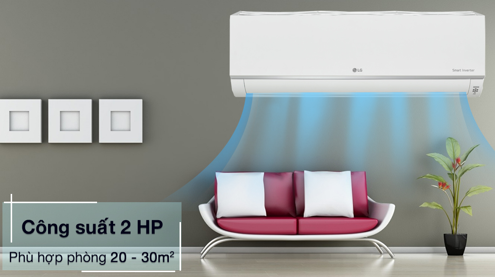 Công suất 2HP phù hợp diện tích phòng 20 - 30m2 - Dàn lạnh Multi LG Inverter 2 HP AMNQ18GSKB0