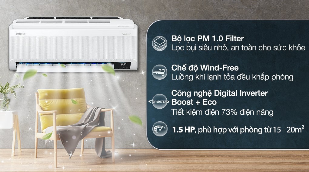 Máy lạnh Samsung Inverter 1.5 HP AR13BYAAAWKNSV