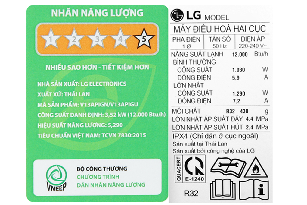 Điều hòa LG Inverter 12000 BTU V13APIG Màu Xanh đen