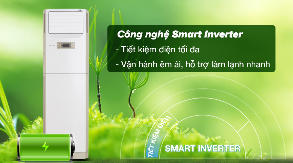 Máy lạnh tủ đứng LG Inverter 2.5 HP ZPNQ24GS1A0 - Trang bị công nghệ Smart Inverter tiết kiệm điện, vận hành êm ái và hỗ trợ làm mát nhanh