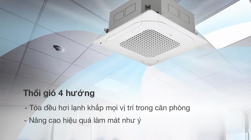 Máy lạnh âm trần LG Inverter 2.5 HP ZTNQ24GPLA0 - Thổi gió 4 hướng làm mát mọi vị trí theo ý muốn của người dùng 