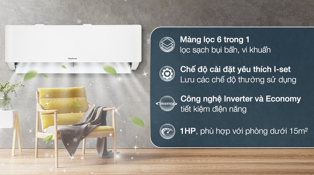 Hình ảnh Máy lạnh Nagakawa Inverter 1 HP NIS-C09R2T28