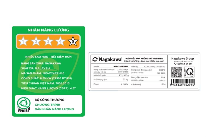 Máy lạnh Nagakawa Inverter 2.5 HP NIS-C24R2H10 Màu Trắng