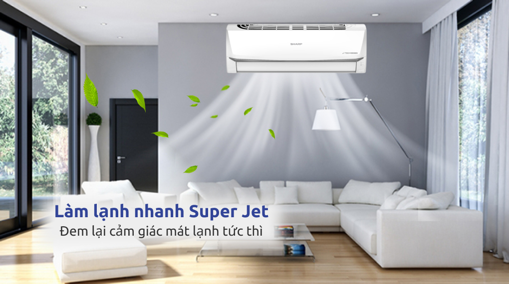 Máy lạnh Sharp Inverter 9000 BTU AH-X10ZEW sở hữu công nghệ làm lạnh nhanh Super Jet